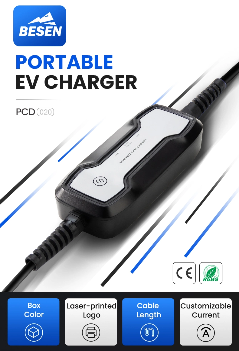 16A Type 1 SAE J1772 Portable EV Charger for Electric Car