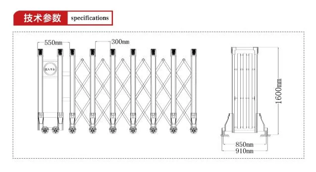 Aluminum Folding Automatic Flexible Garden Door Barrier Electric Operated Retractable Sliding Gate